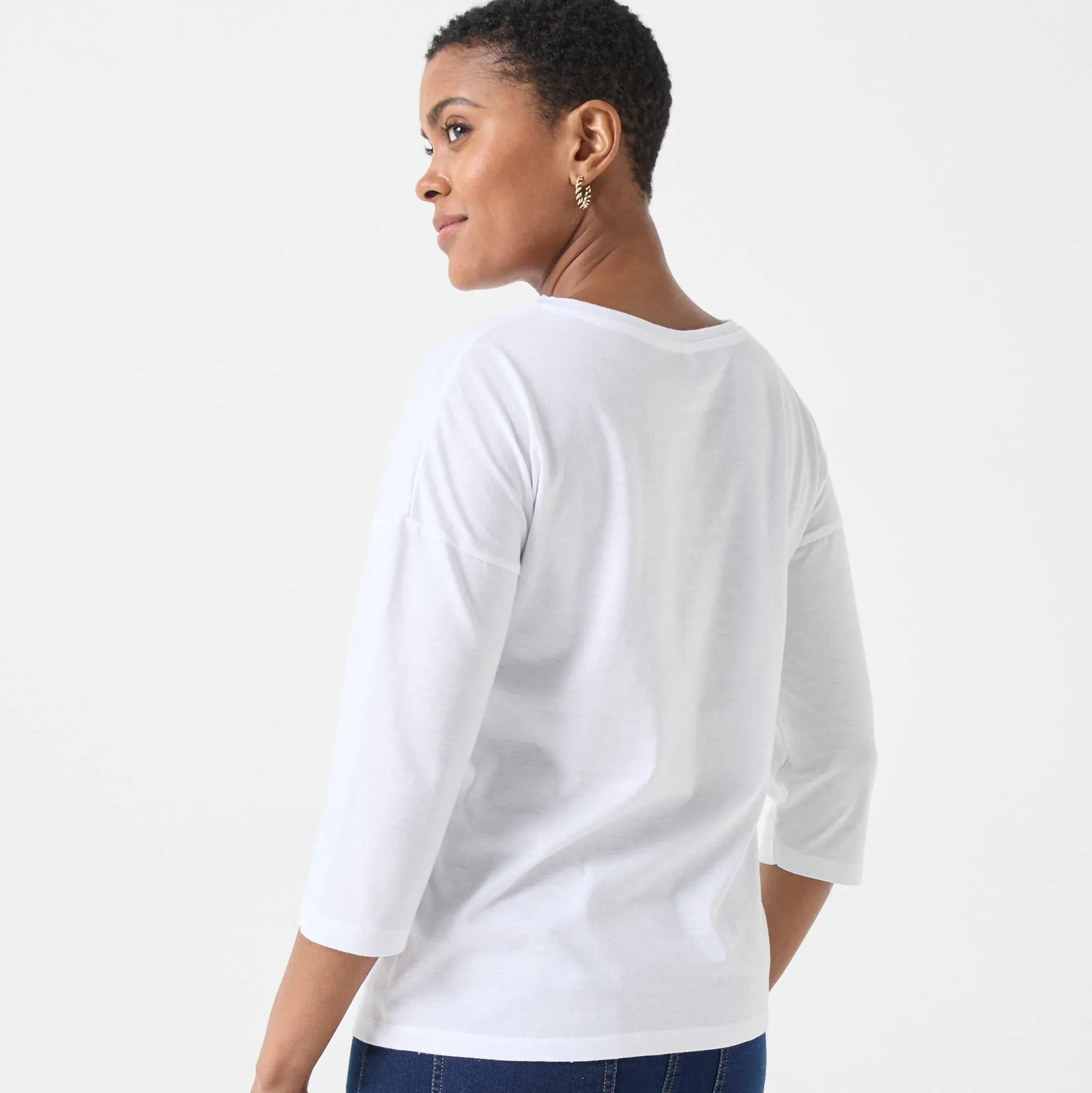 T-shirt met loose volume en 3/4-mouwen