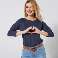T-shirt met loose volume en 3/4-mouwen