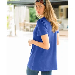 T-shirt met macramé en korte mouwen
