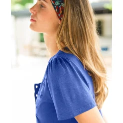 T-shirt met macramé en korte mouwen