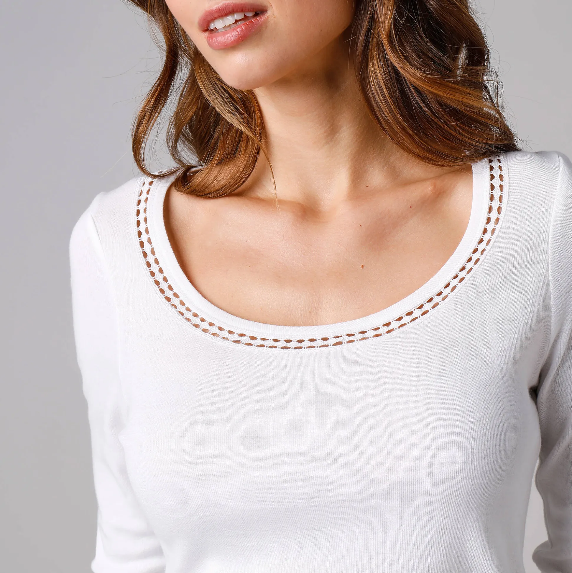 T-shirt met macramé en lange mouwen - set van 2
