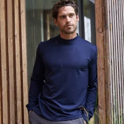 T-shirt met opstaand kraagje, fleece binnenkant