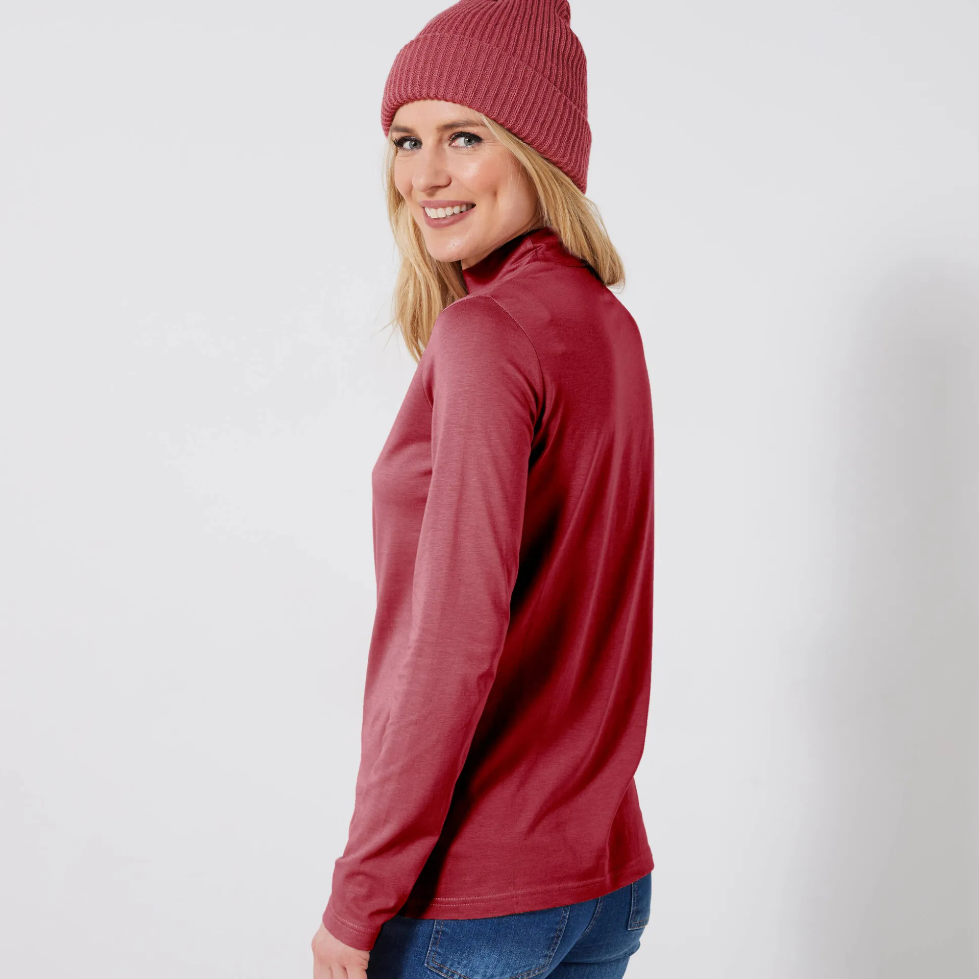 T-shirt met opstaande hals en lange mouwen