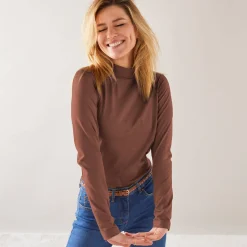 T-shirt met opstaande hals en lange mouwen