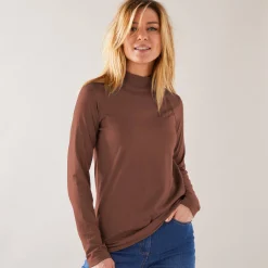 T-shirt met opstaande hals en lange mouwen