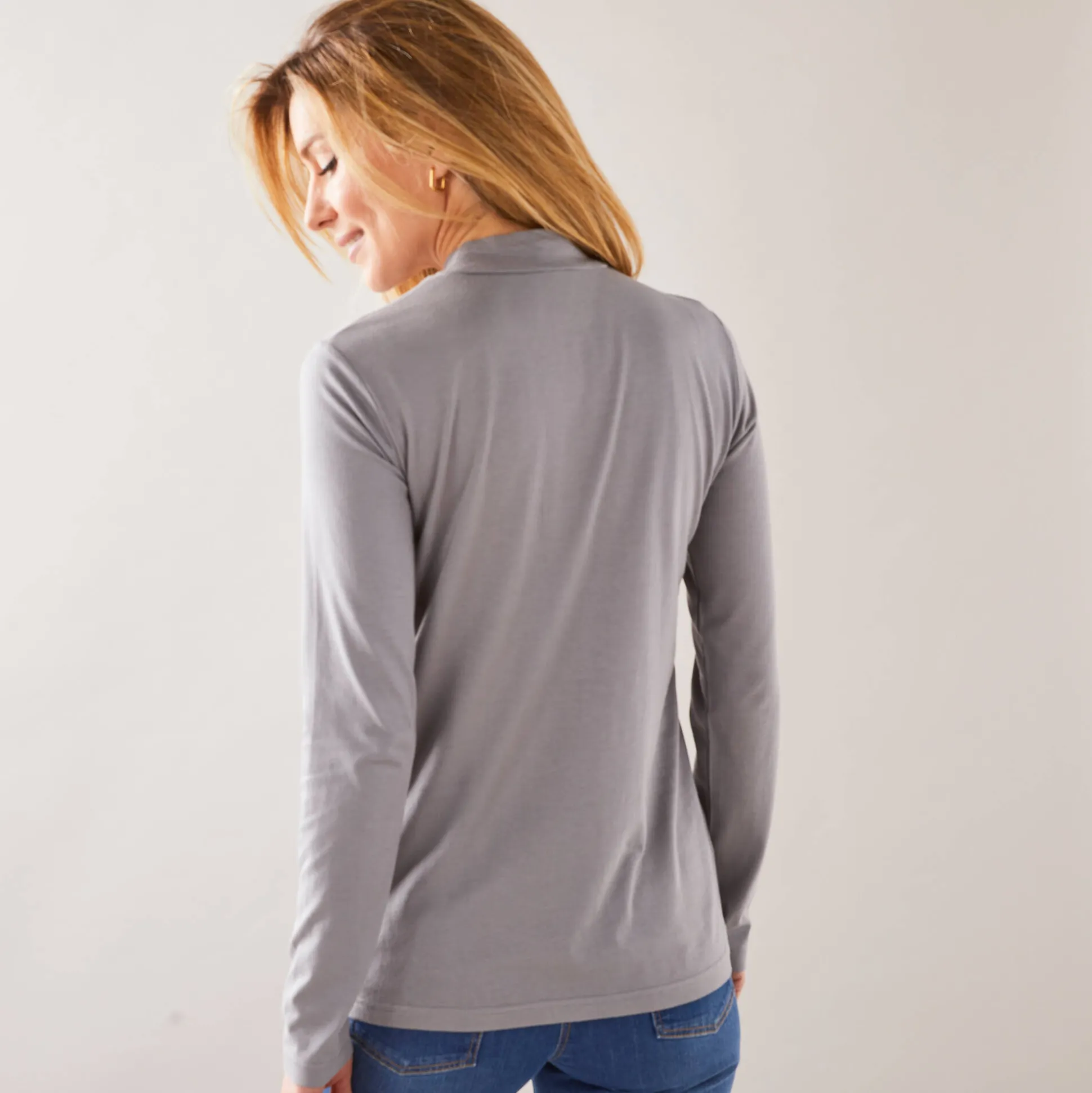 T-shirt met opstaande hals en lange mouwen