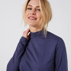 T-shirt met opstaande hals en lange mouwen