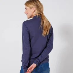 T-shirt met opstaande hals en lange mouwen