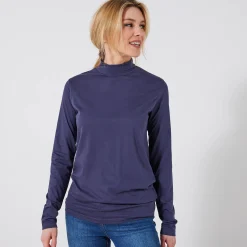 T-shirt met opstaande hals en lange mouwen