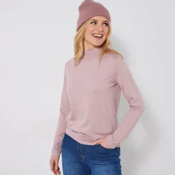T-shirt met opstaande hals en lange mouwen