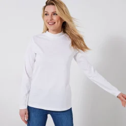 T-shirt met opstaande hals en lange mouwen