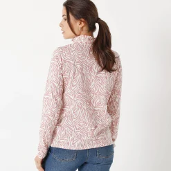 T-shirt met opstaande ritskraag en zebraprint