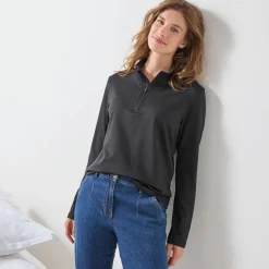 T-shirt met opstaande ritskraag en lange mouwen, intense warmte