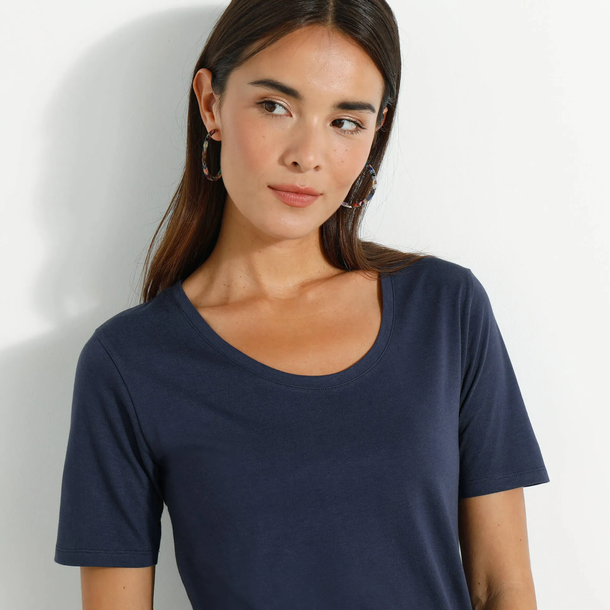 T-shirt met ronde hals en korte mouwen