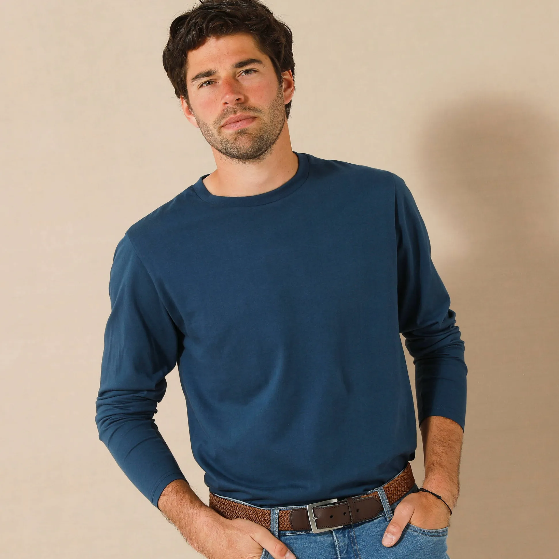 T-shirt met ronde hals en lange mouwen - set van 3