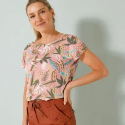 T-shirt met ronde hals en tropische print