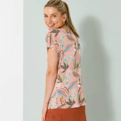 T-shirt met ronde hals en tropische print