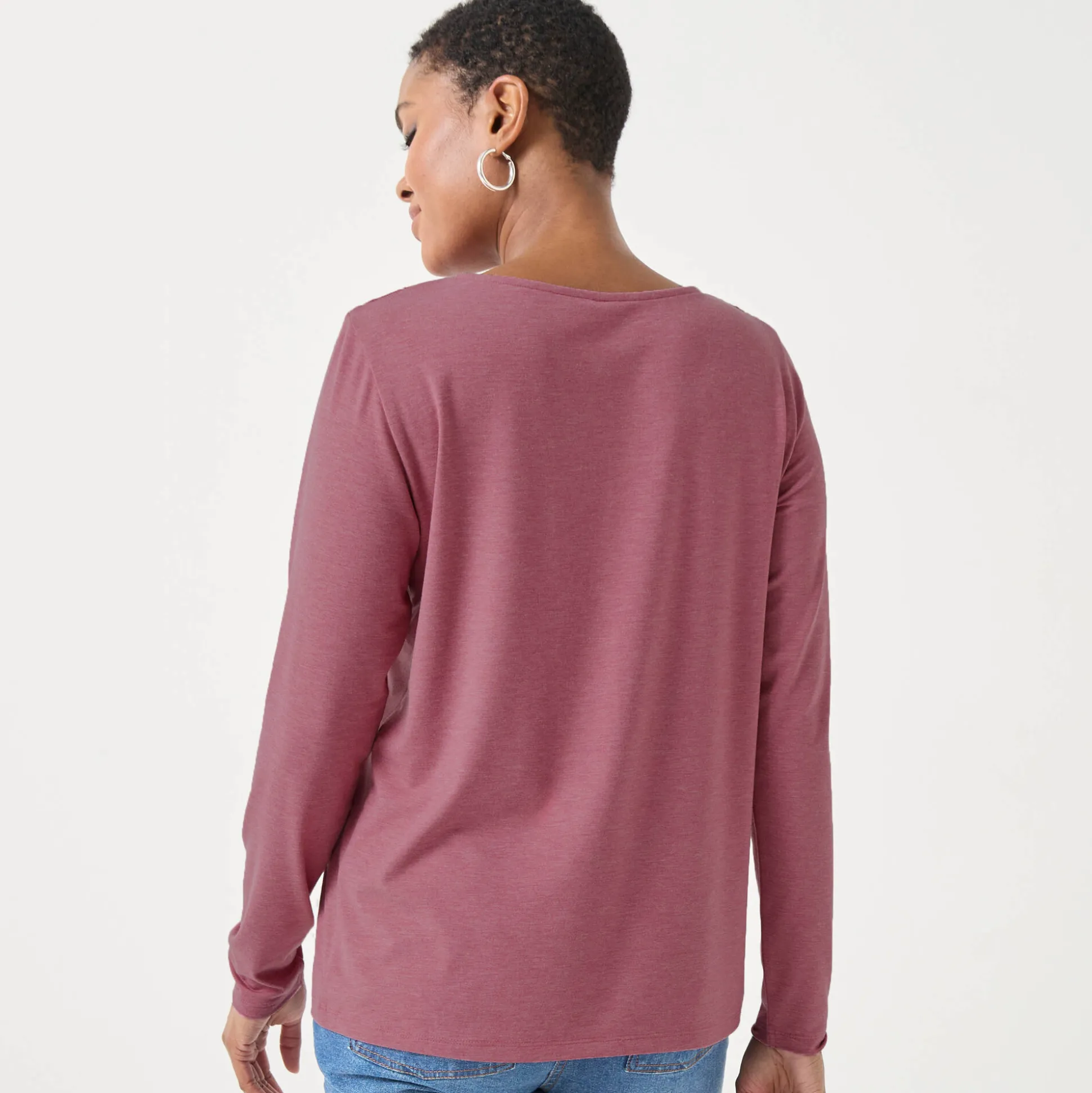 T-shirt met ronde hals en lange mouwen in kant
