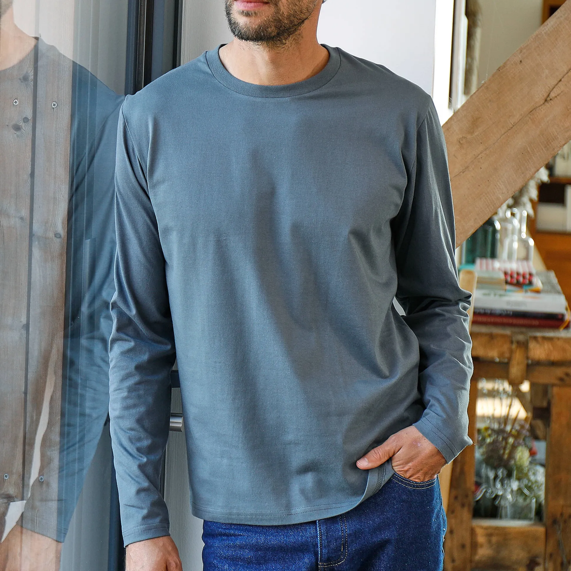 T-shirt met ronde hals en lange mouwen - set van 3