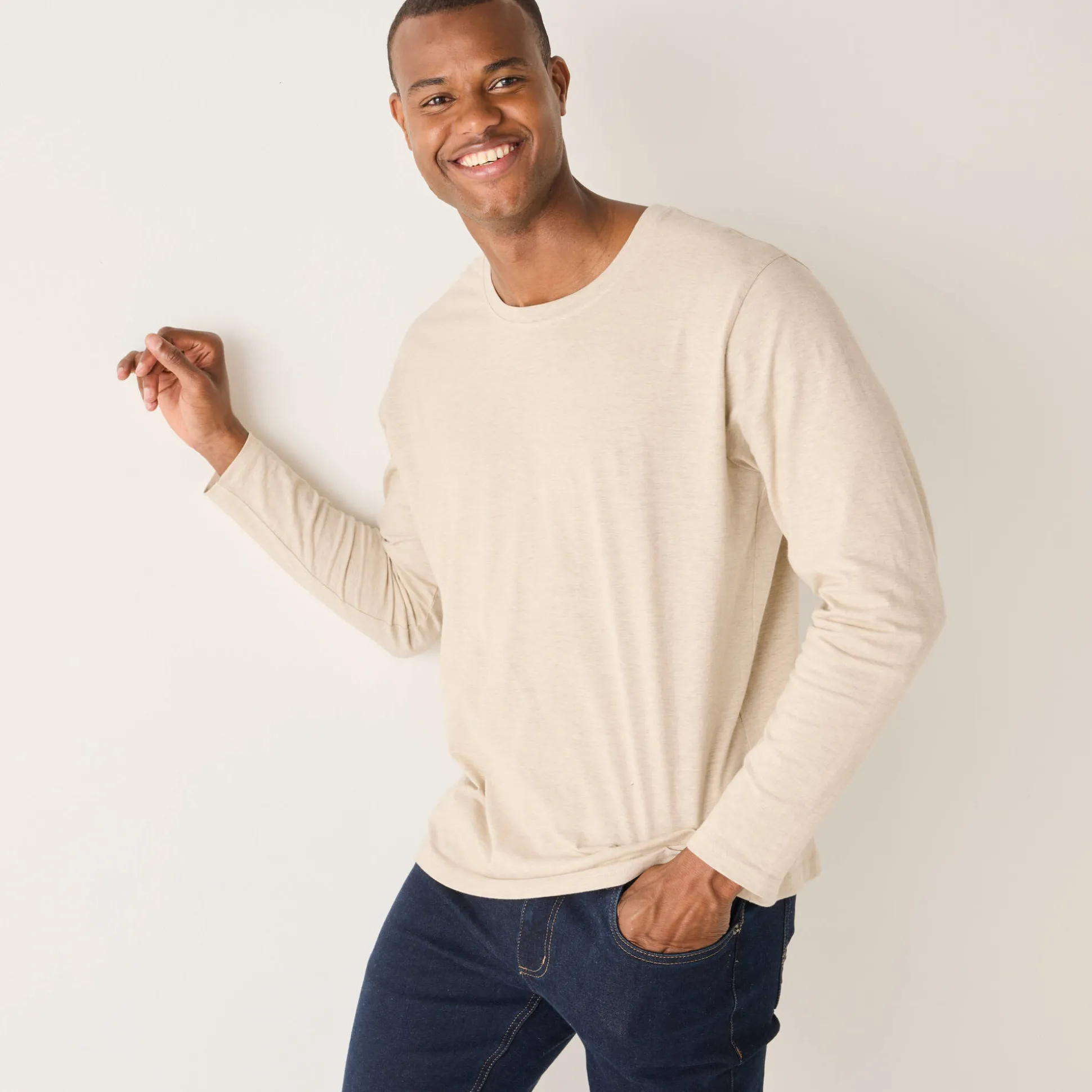 T-shirt met ronde hals en lange mouwen - set van 3