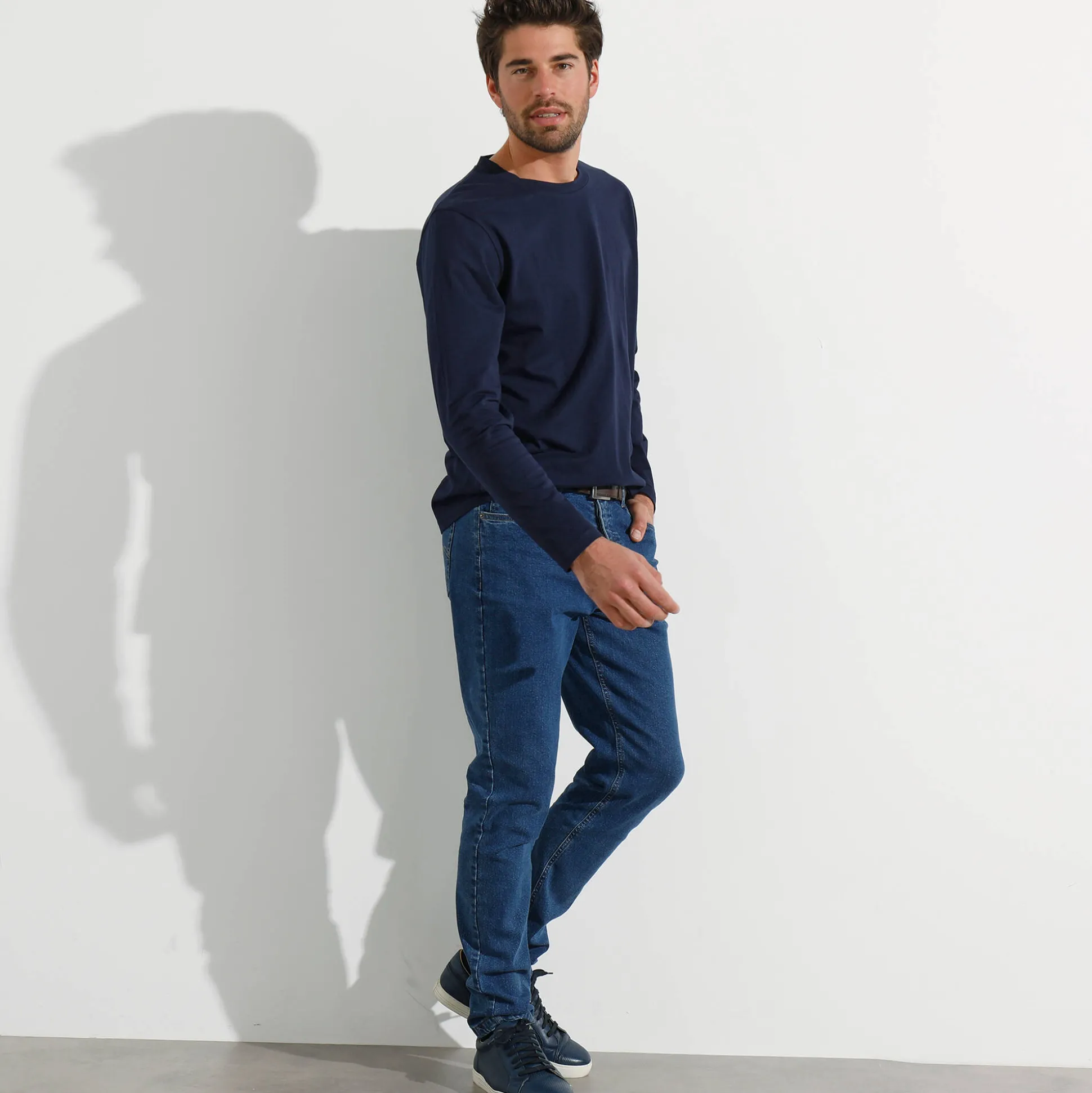 T-shirt met ronde hals en lange mouwen