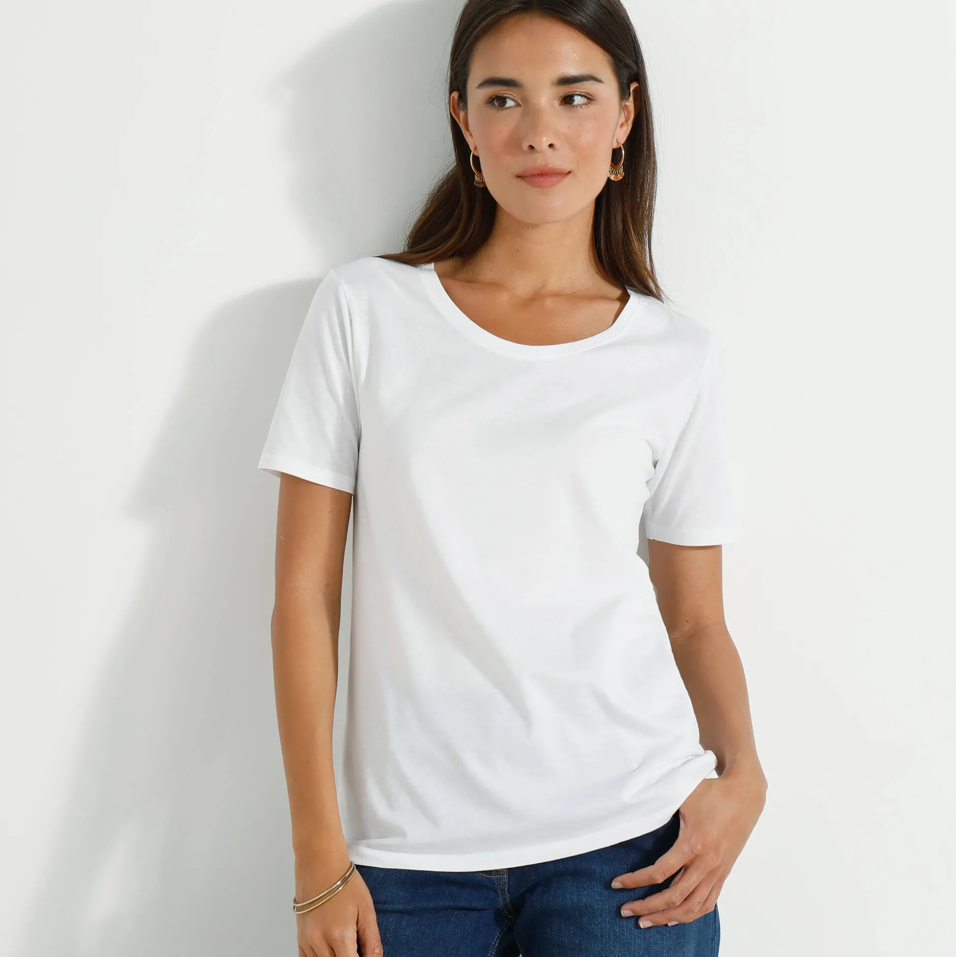 T-shirt met ronde hals en korte mouwen