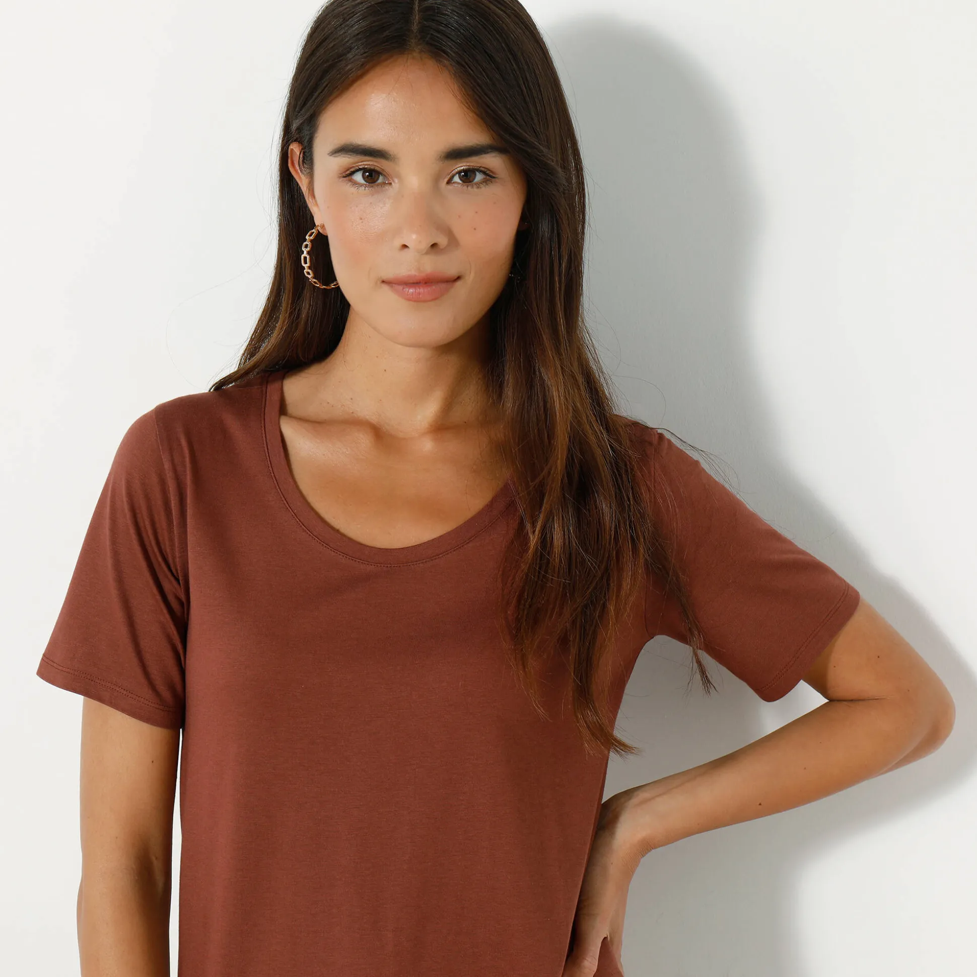 T-shirt met ronde hals en korte mouwen