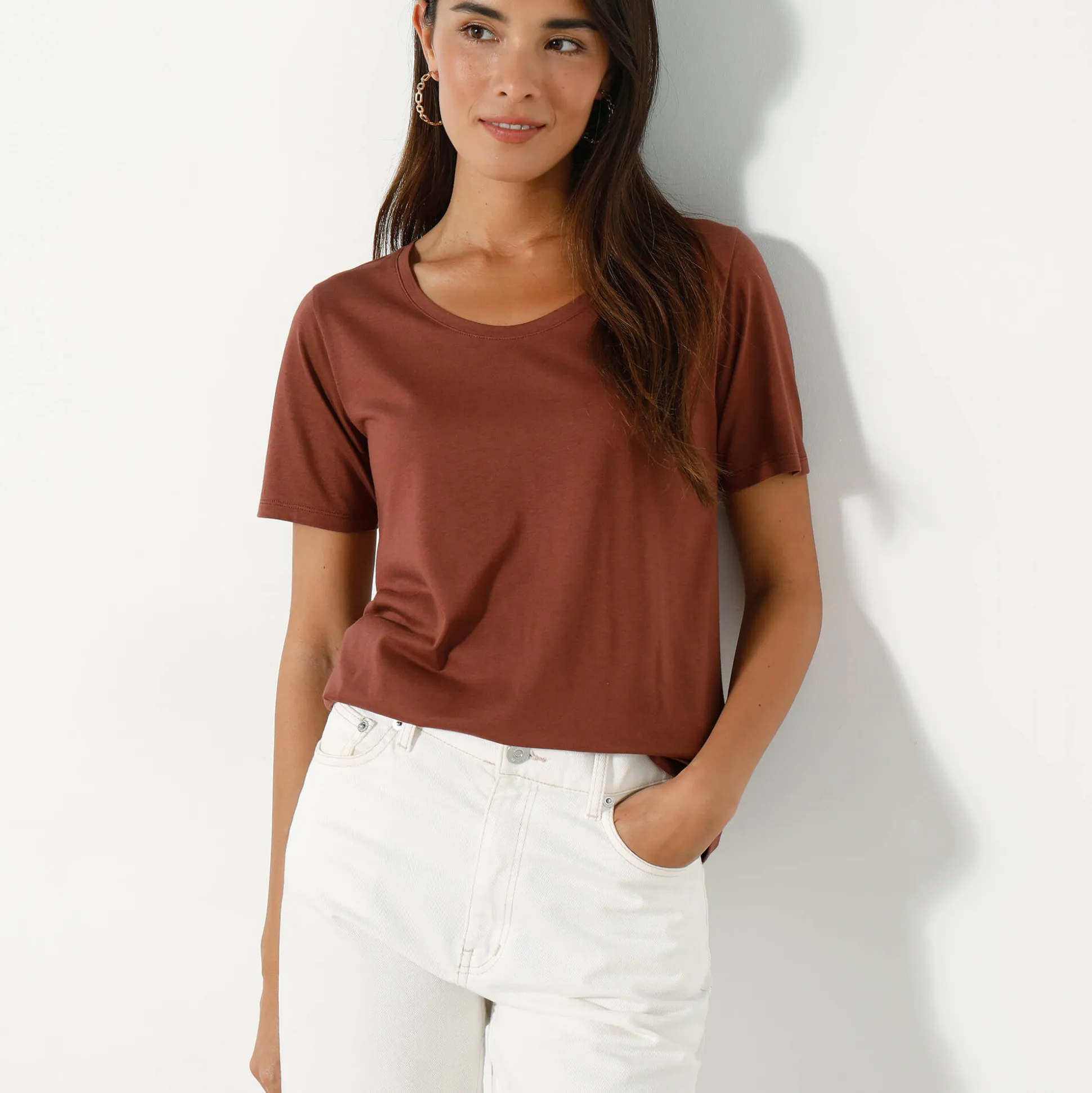 T-shirt met ronde hals en korte mouwen