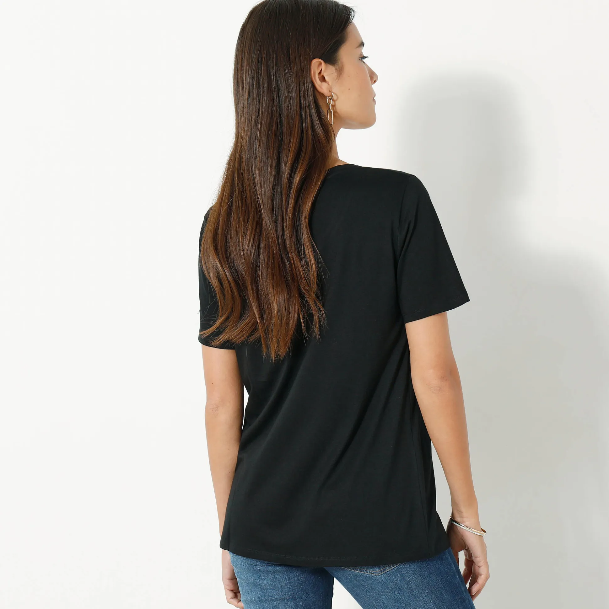 T-shirt met ronde hals en korte mouwen