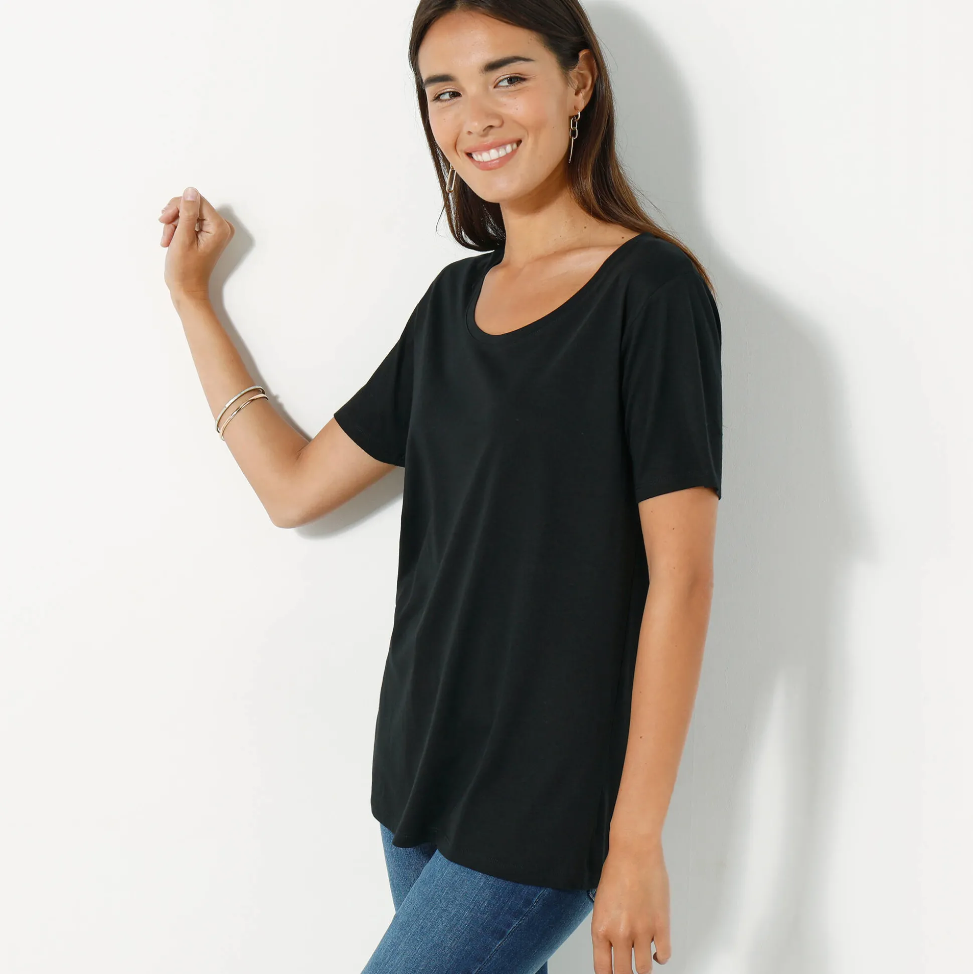 T-shirt met ronde hals en korte mouwen