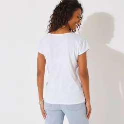 T-shirt met ronde hals, goudkleurige vlinderprint