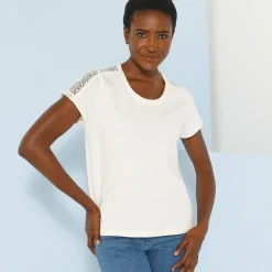T-shirt met ronde hals in kant
