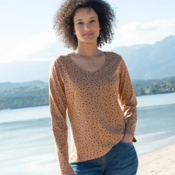 T-shirt met stippenprint in biokatoen(**)