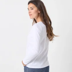 T-shirt met Tunesische hals en lange mouwen