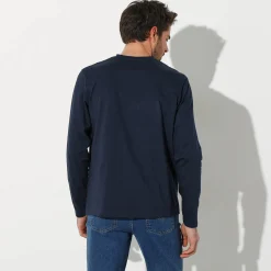 T-shirt met Tunesische hals en lange mouwen