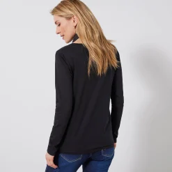 T-shirt met Tunesische hals en lange mouwen