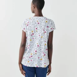 T-shirt met Tunesische hals en korte mouwen, bedrukt