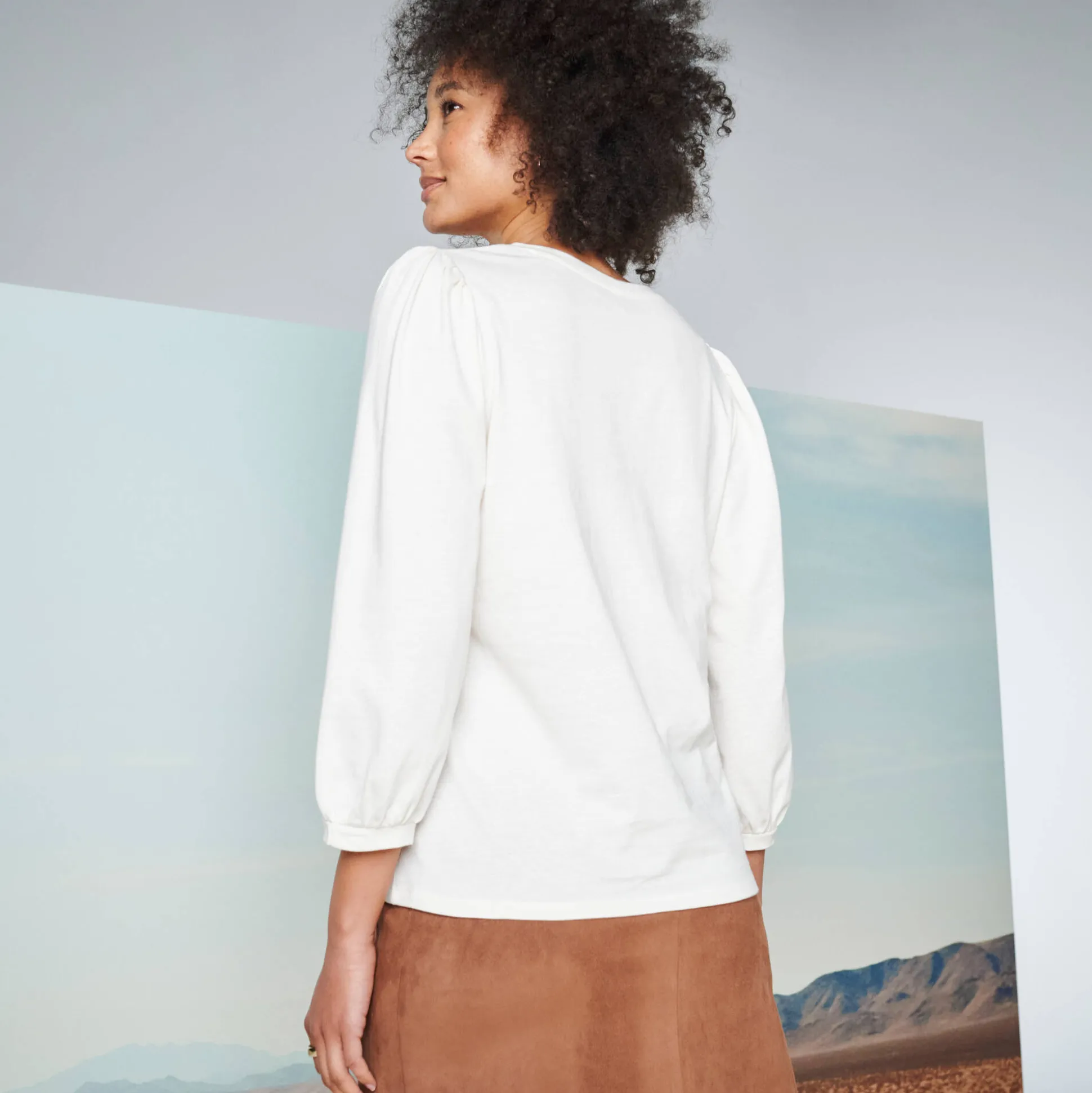 T-shirt met V-hals, hartjesprint