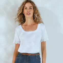 T-shirt met vierkante hals
