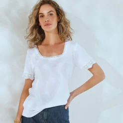 T-shirt met vierkante hals
