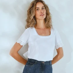 T-shirt met vierkante hals