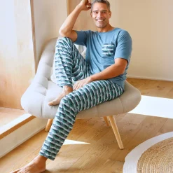 T-shirt pyjama manches courtes bleu