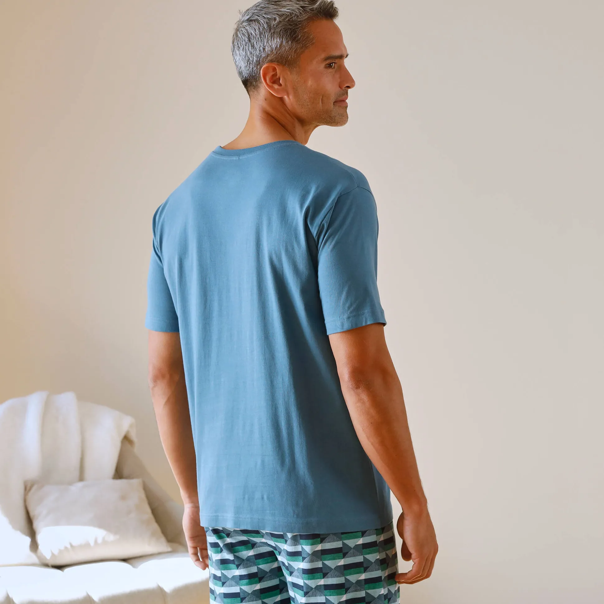 T-shirt pyjama manches courtes bleu