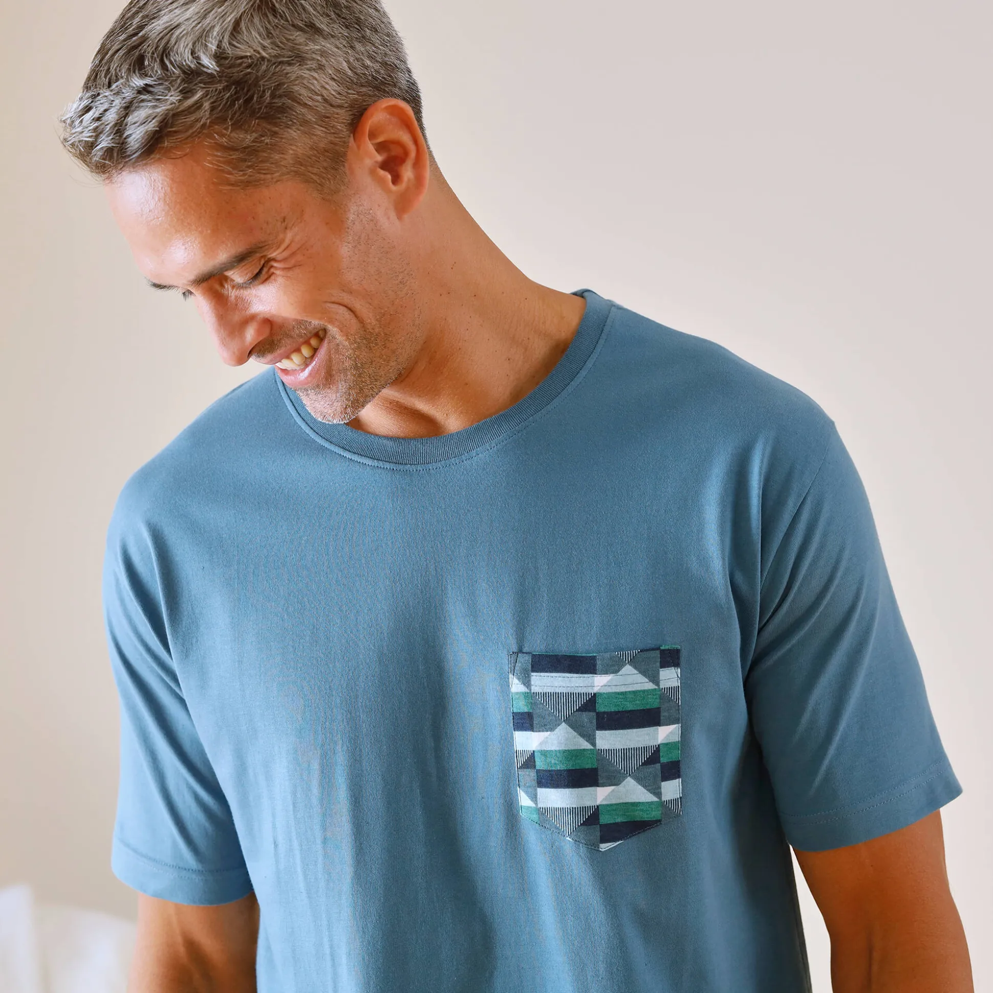 T-shirt pyjama manches courtes bleu