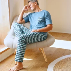 T-shirt pyjama manches courtes bleu