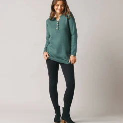 Tunic sweater with Tunisian collar, fancy knit