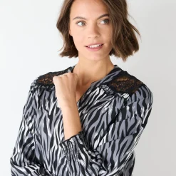 Tuniek met kant en lange mouwen, zebraprint