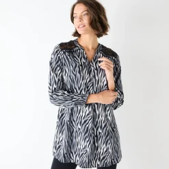 Tuniek met kant en lange mouwen, zebraprint
