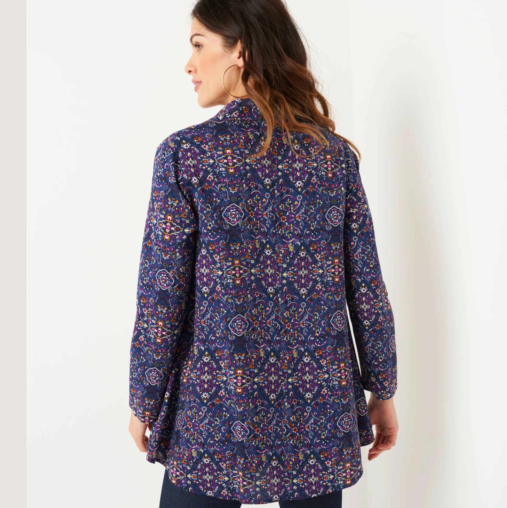 Tuniek met kasjmierprint en hemdkraag
