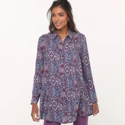 Tuniek met kasjmierprint en hemdkraag